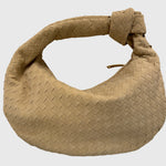 Celeste | Borsa Media Suede Intrecciata con Nodo