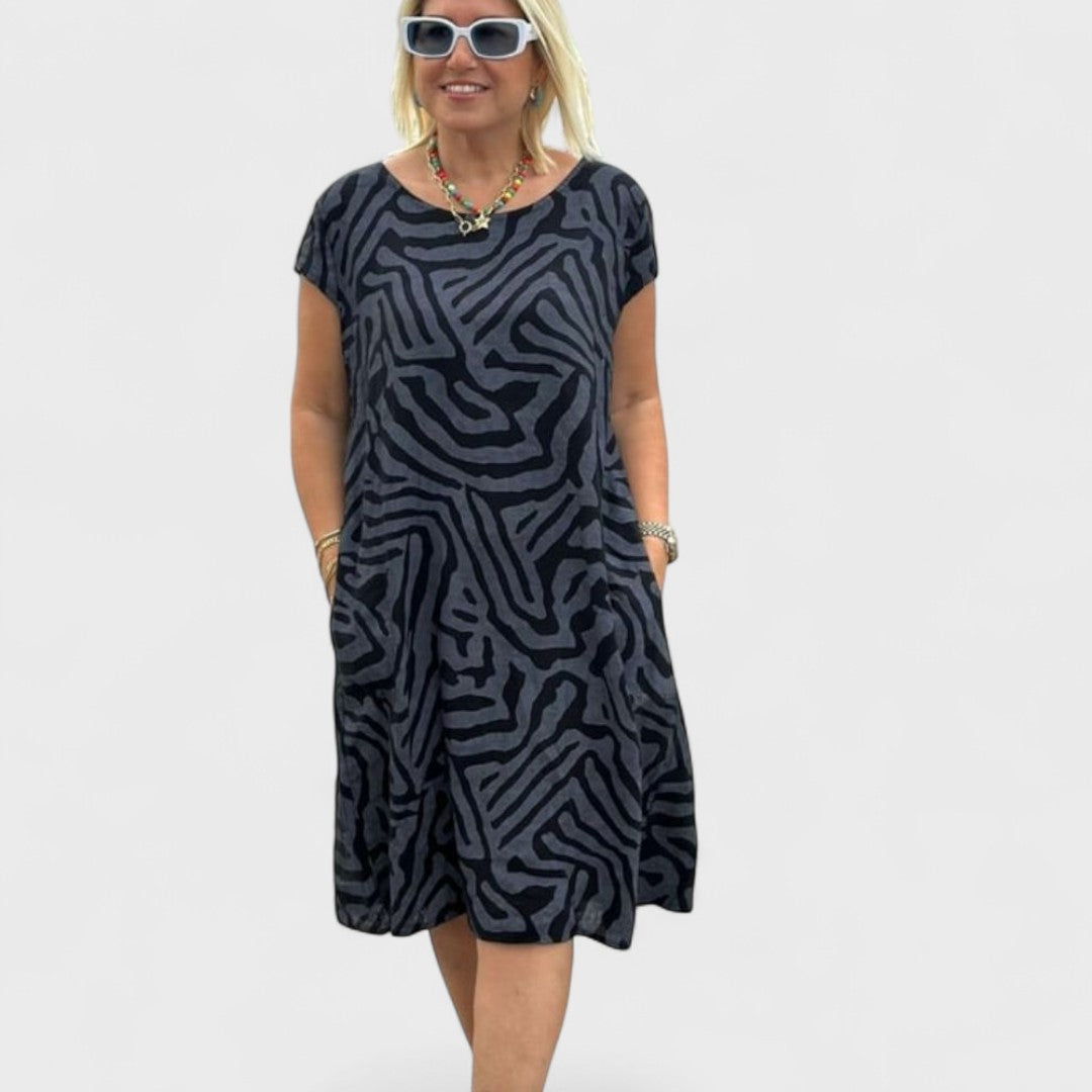 Nelia - Abito estivo a girocollo con bella stampa