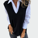 Maglione senza maniche intrecciato