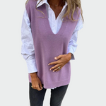 Maglione senza maniche intrecciato