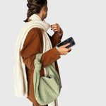 Celeste | Borsa Media Suede Intrecciata con Nodo