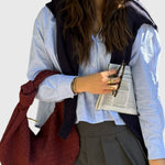 Celeste | Borsa Media Suede Intrecciata con Nodo