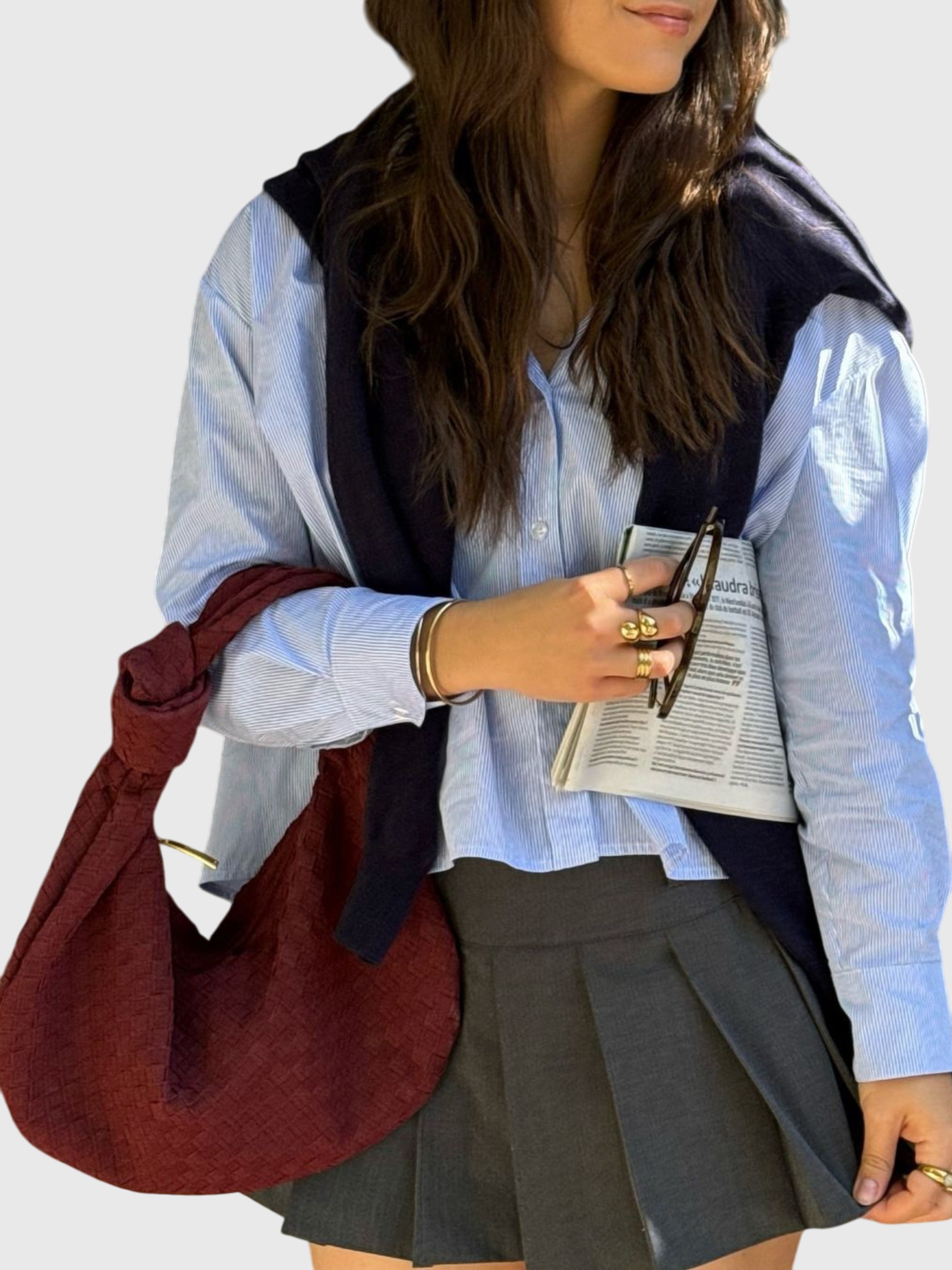 Celeste | Borsa Media Suede Intrecciata con Nodo