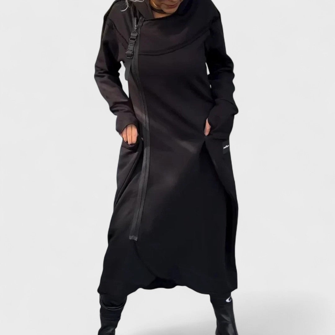 Mana - Felpa con cappuccio e zip lunga in tessuto leggero e traspirante