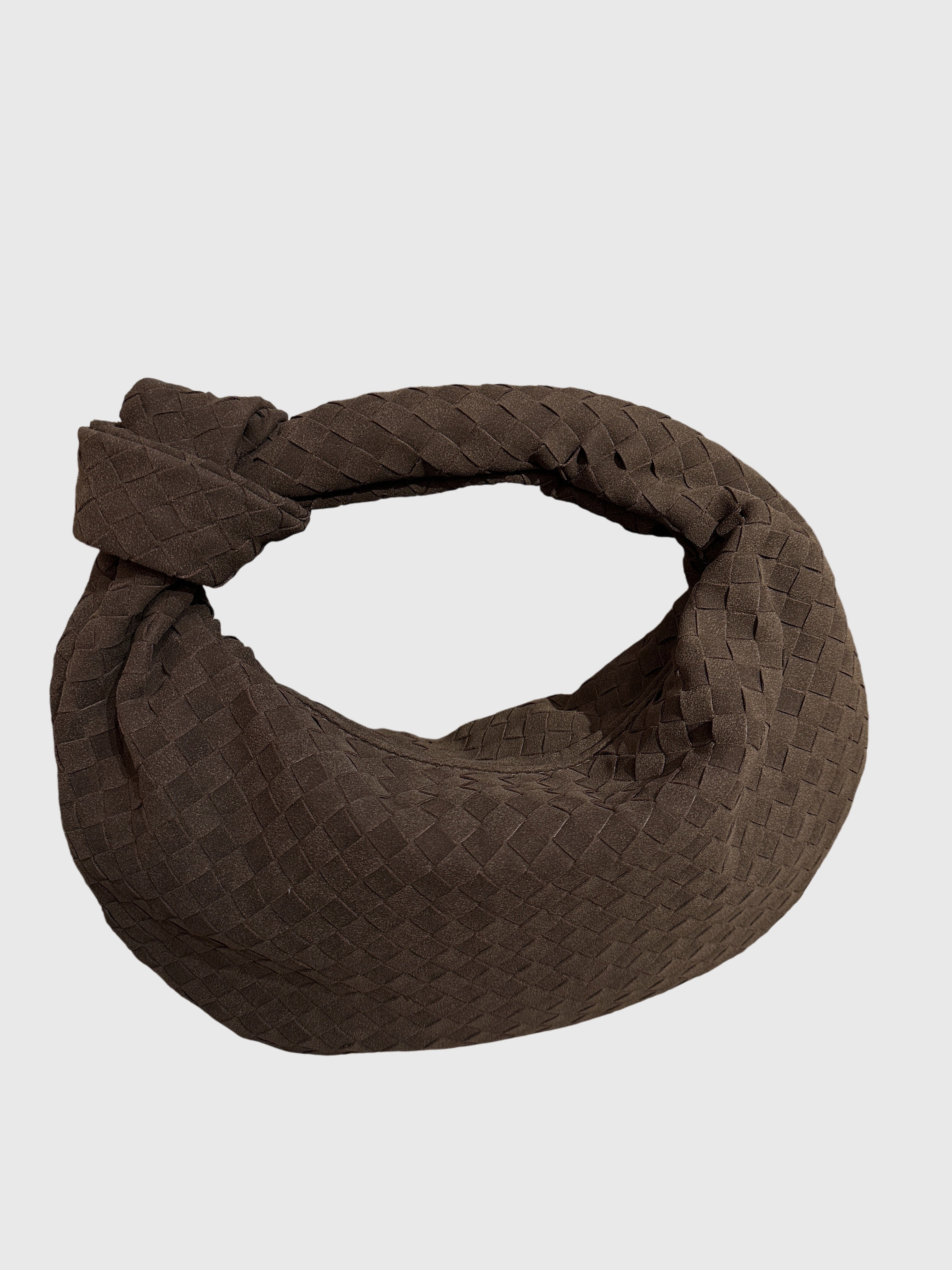 Celeste | Borsa Media Suede Intrecciata con Nodo