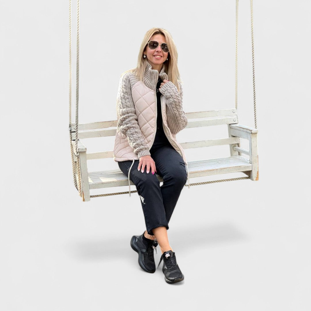 Nora - Giacca in maglia patchwork da donna