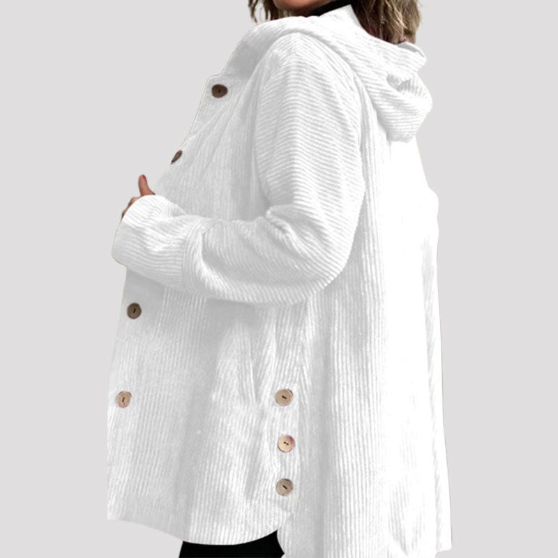 Tavessa Adriana – Casaco Casual de Veludo com Capuz para Outono