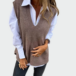 Maglione senza maniche intrecciato