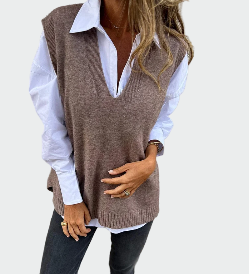 Maglione senza maniche intrecciato