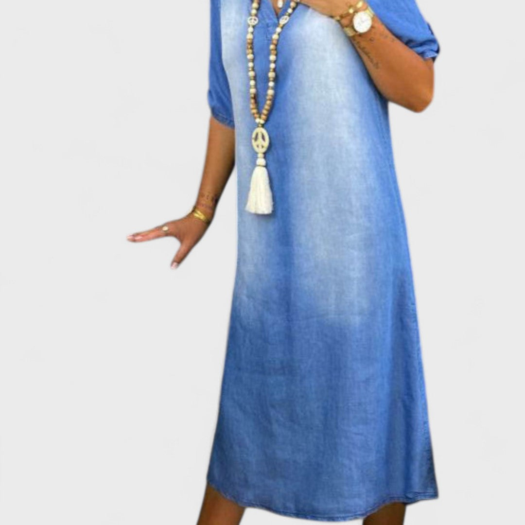 Ilse - Abito estivo con scollo a V in denim