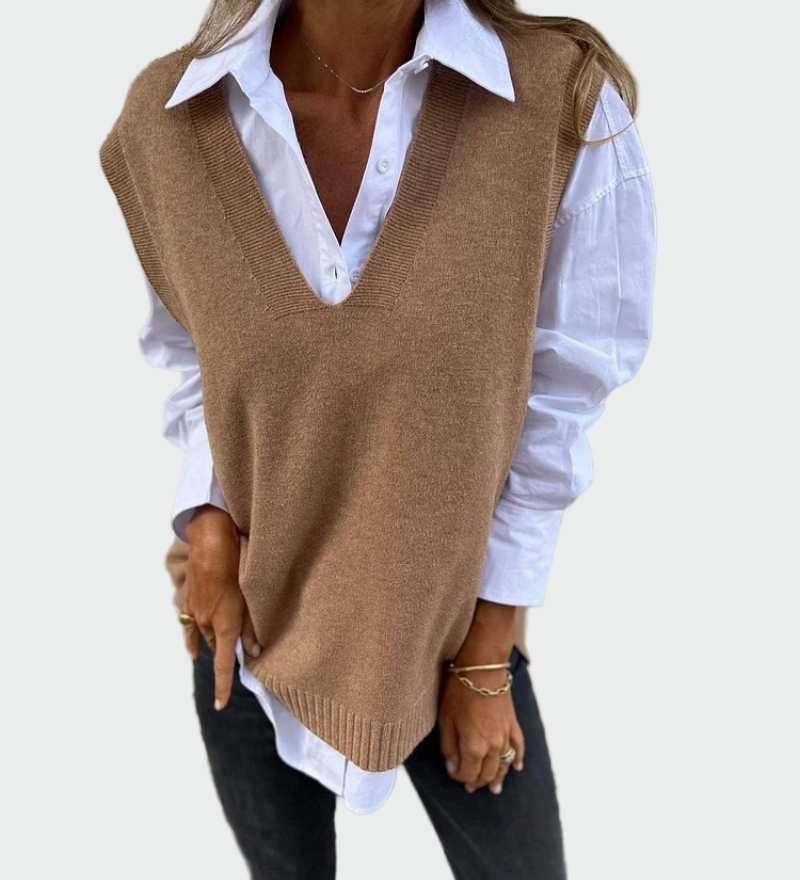 Maglione senza maniche intrecciato