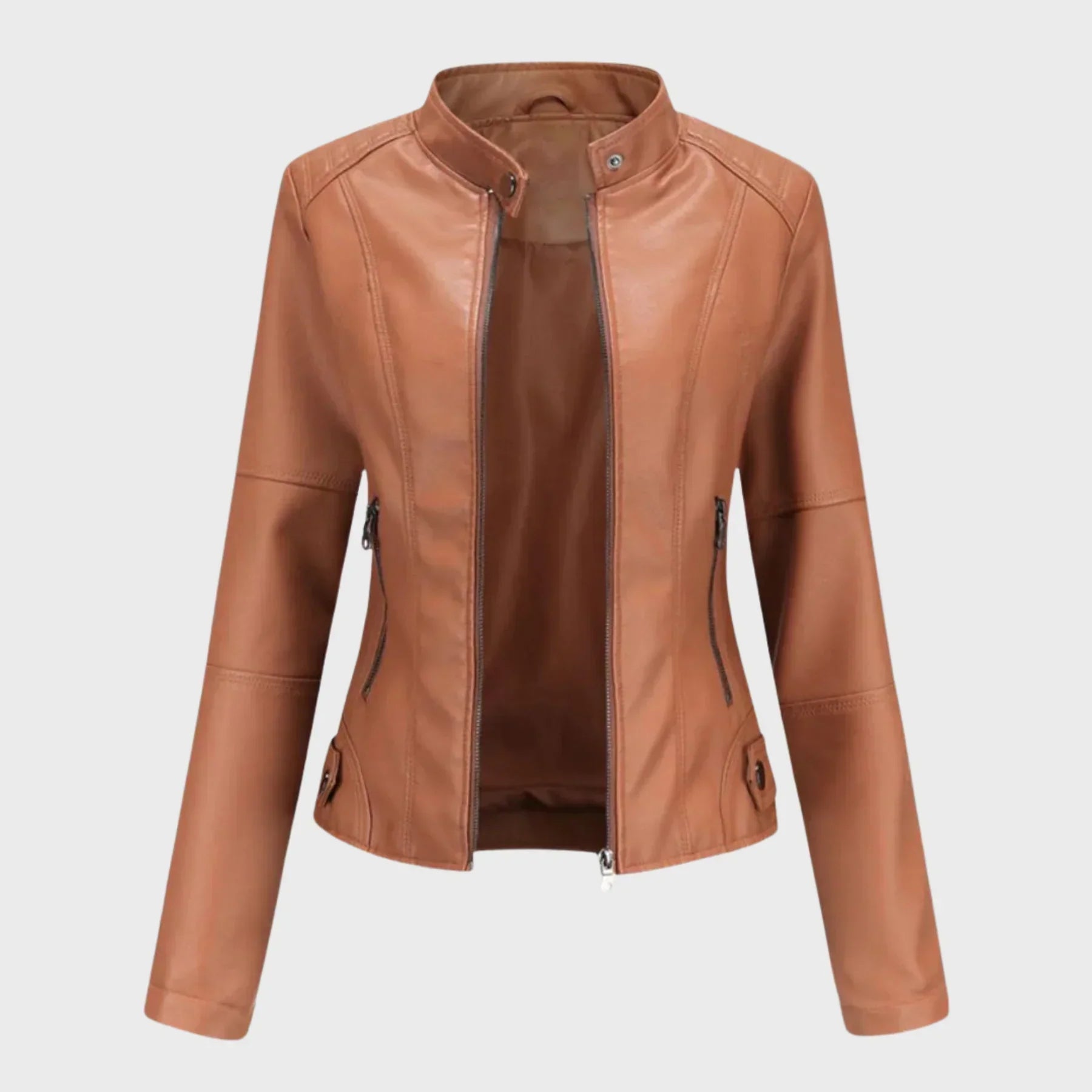 Tavessa Romina – Elegante Casaco de Couro Casual