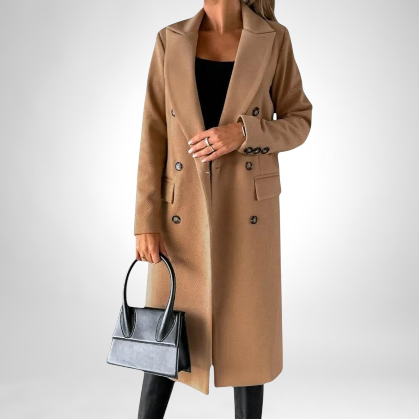 Tavessa Gabriela – Casaco Clássico de Inverno DESIREE™ | Abrigo Largo com Duplo Botão