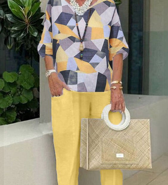 Fato Casual Largo com Estampado para Mulher