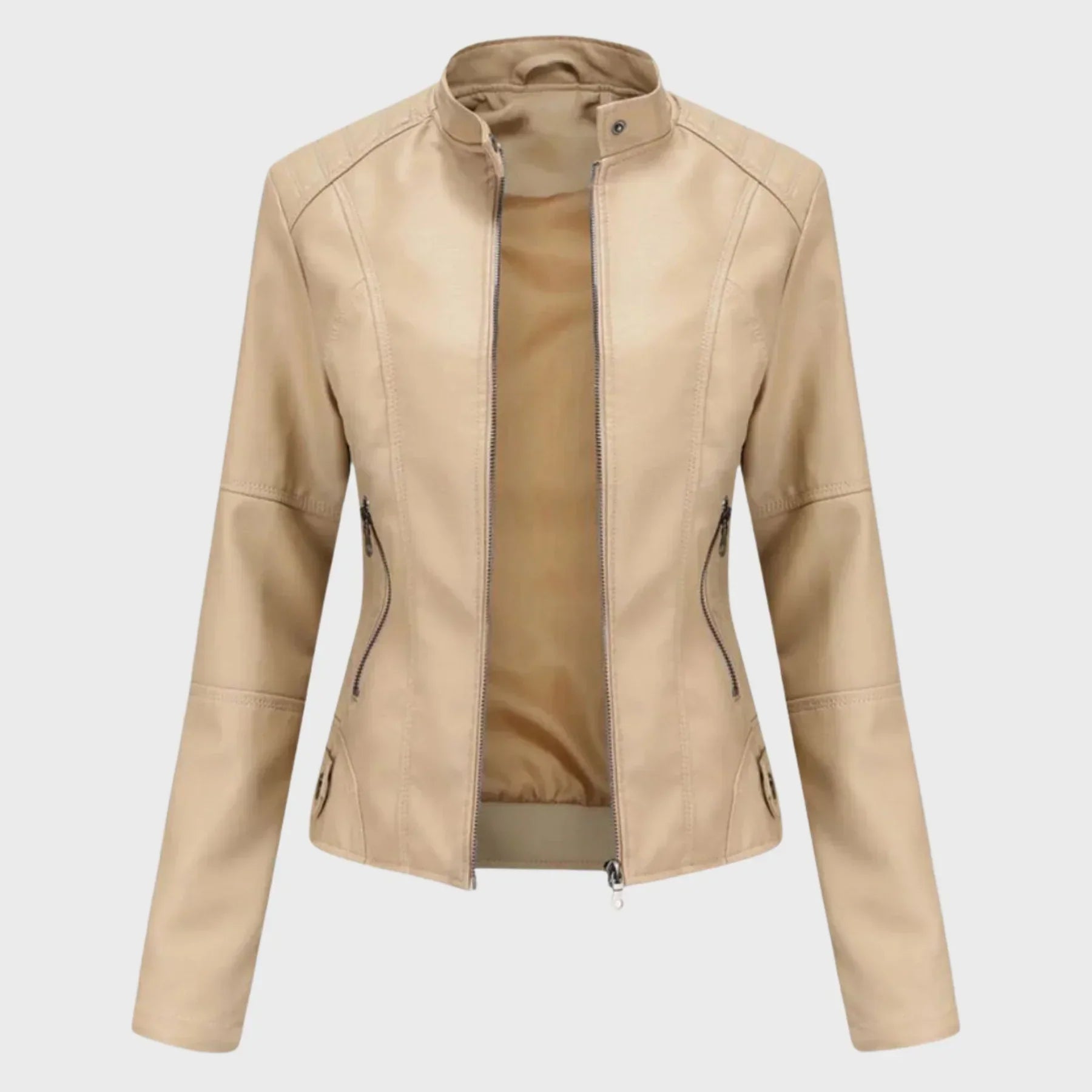 Tavessa Romina – Elegante Casaco de Couro Casual