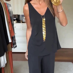 Fato de Verão Feminino de Cor Sólida para Lazer