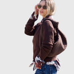 Celeste | Borsa Media Suede Intrecciata con Nodo