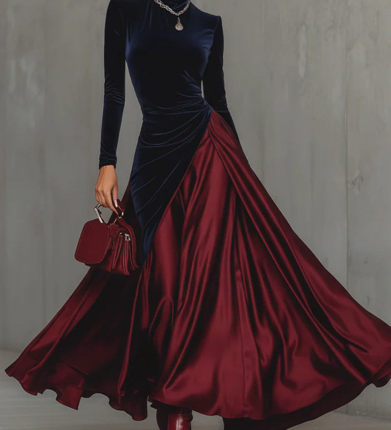 Tavessa Lira — Vestido largo bicolor