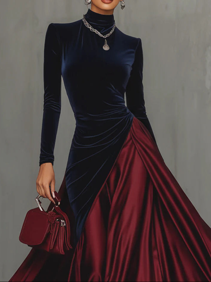 Tavessa Lira — Vestido largo bicolor