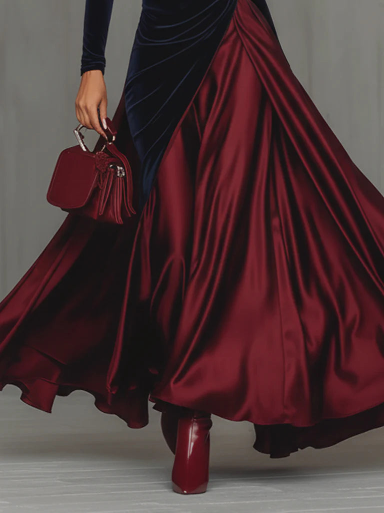 Tavessa Lira — Vestido largo bicolor