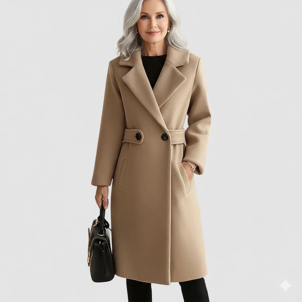 Tavessa Elena – Casaco Elegante de Lã com Cinto