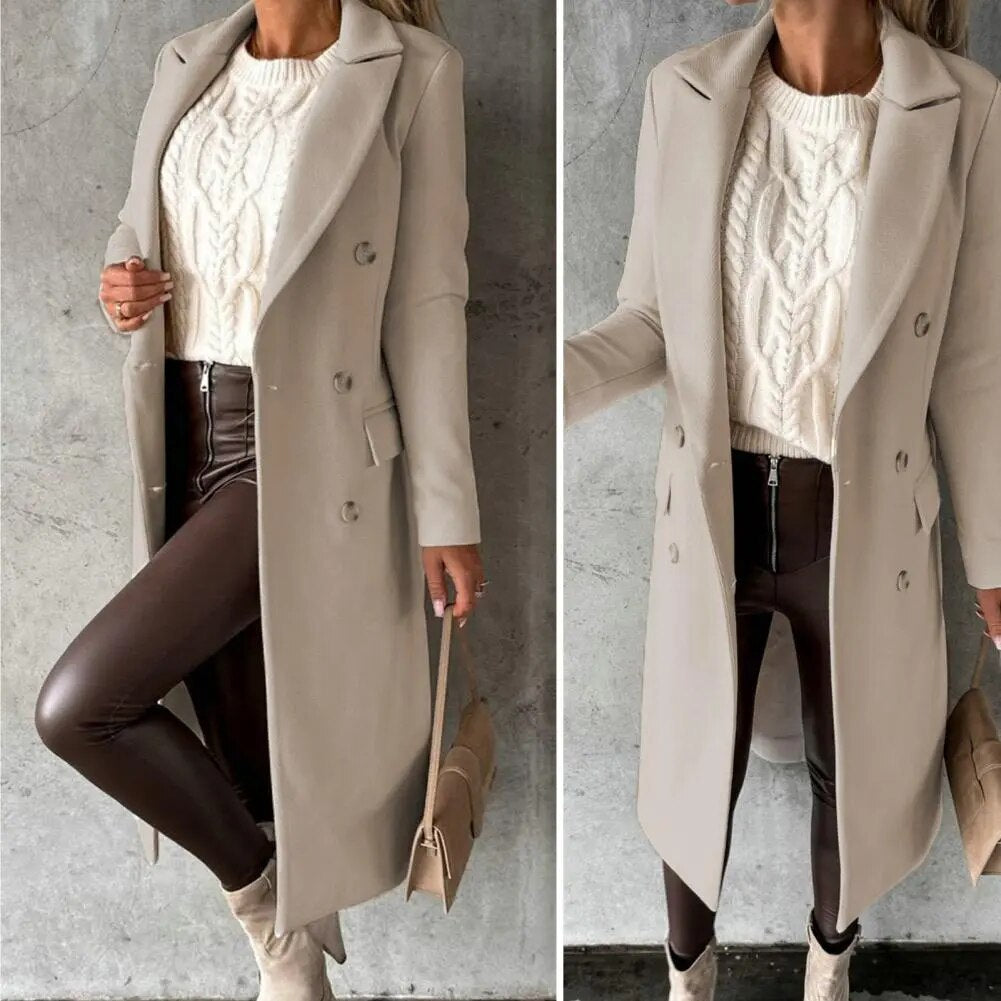 Tavessa Gabriela – Casaco Clássico de Inverno DESIREE™ | Abrigo Largo com Duplo Botão