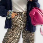 Chandra - Jeans Vintage con Stampa Leopardata