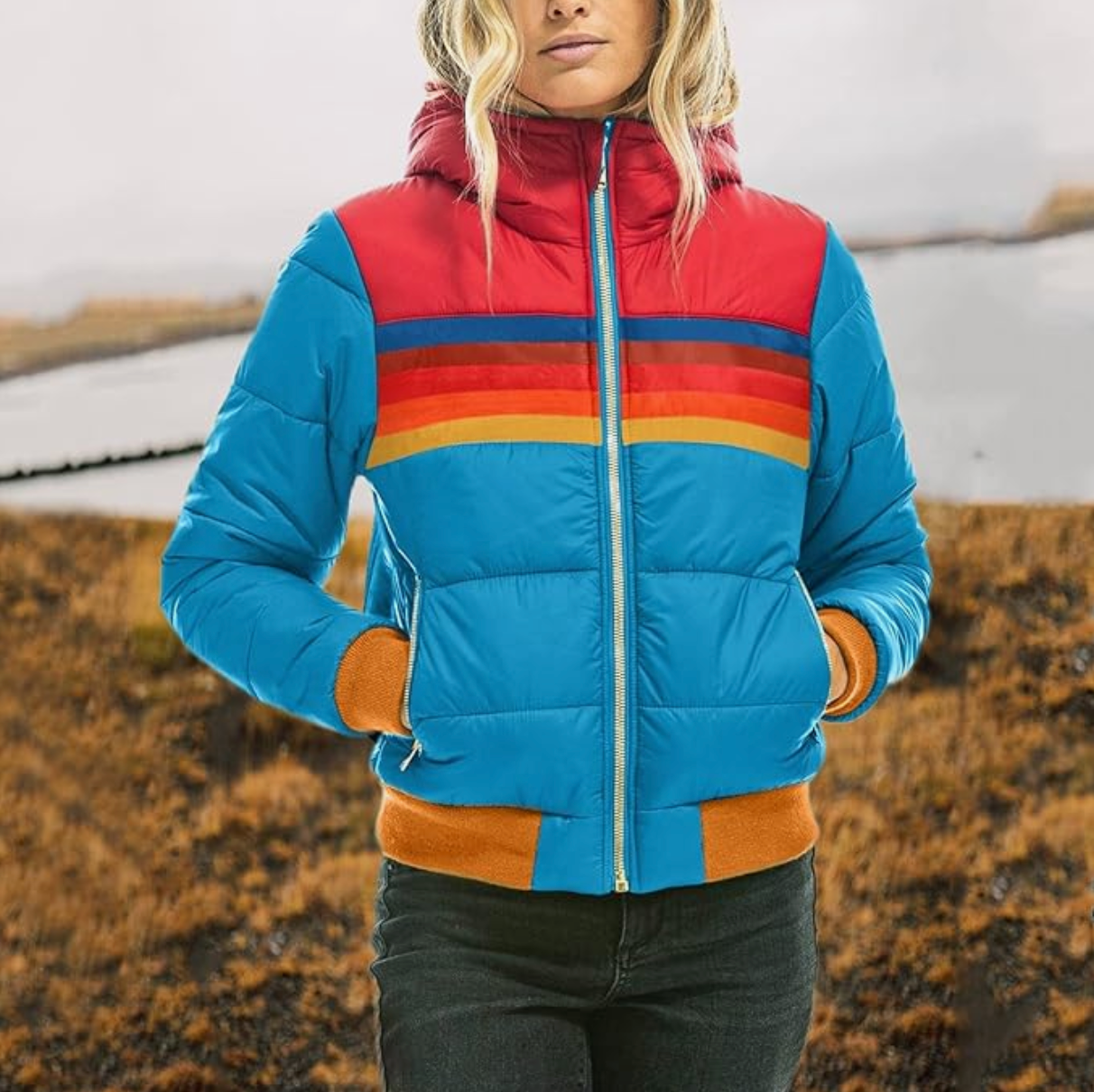 Ines | Chaqueta Retro con Capucha de Piel
