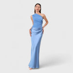 Amber - Abito lungo monospalla in raso