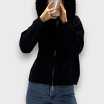 Alisanne – Giacca a maglia con zip e colletto in faux fur
