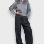 Alisanne – Giacca a maglia con zip e colletto in faux fur