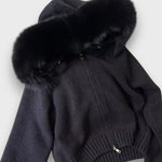 Alisanne – Giacca a maglia con zip e colletto in faux fur