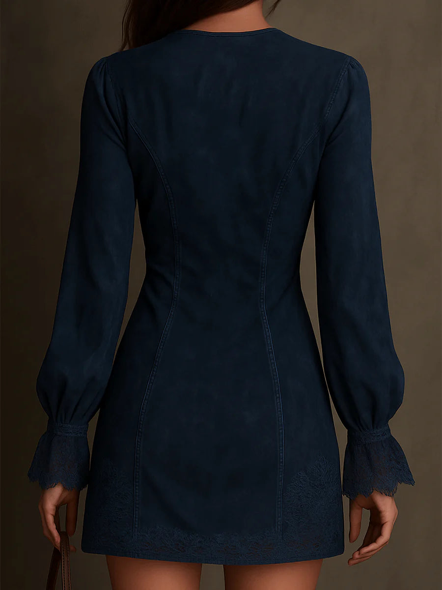 Azulena ❘ Túnica azul con bordado y cremallera