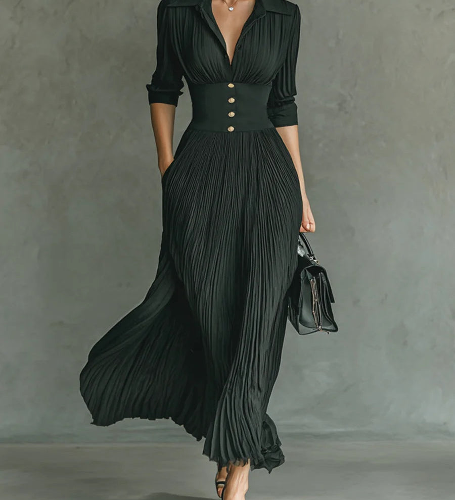 Tavessa Sofia — Vestido longo plissado