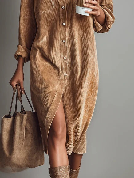 Tavessa Sofia — Vestido midi de pana