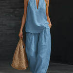 Conjunto de Duas Peças em Linho Minimalista Casual e Confortável
