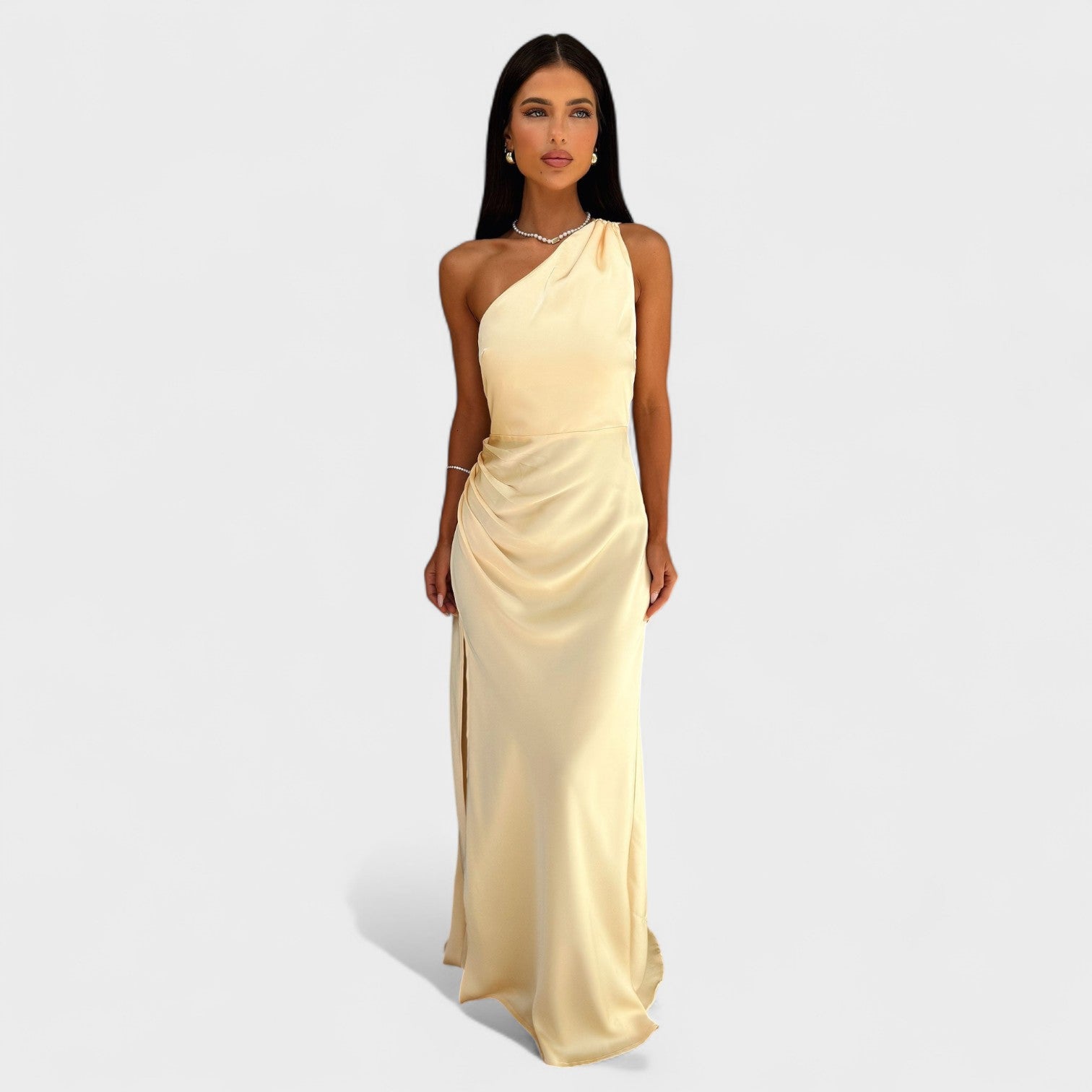 Aur lia Vestido Comprido De Cetim Tavessa aur-lia-vestido-comprido-de-cetim-tavessa