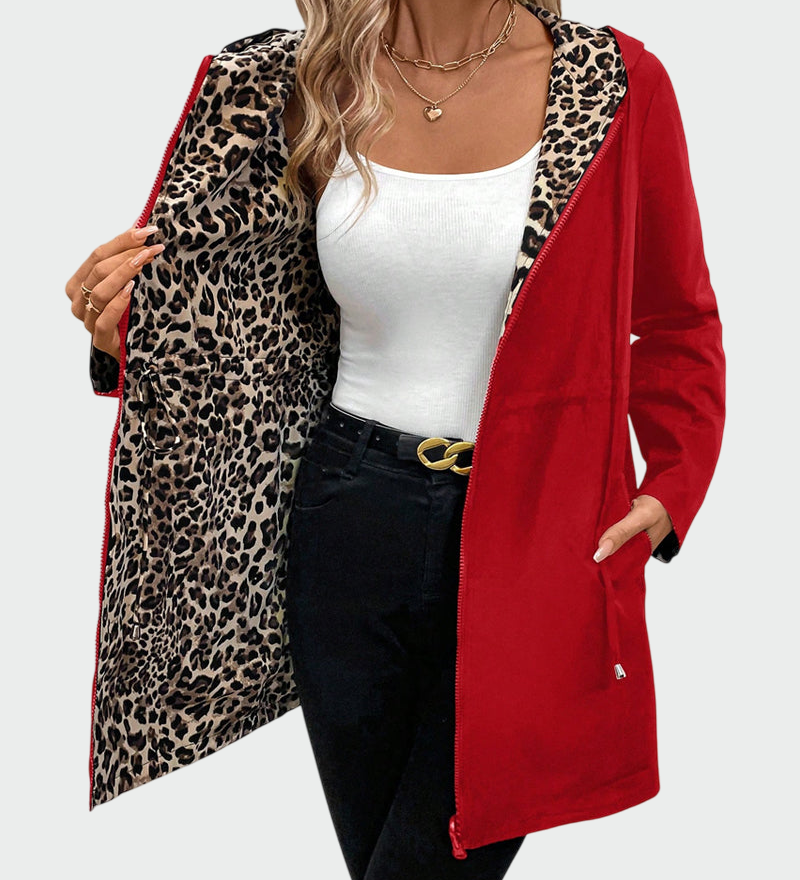 Elena | Chaqueta reversible con estampado de leopardo