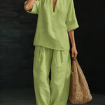 Conjunto de Duas Peças em Linho Minimalista Casual e Confortável