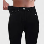 Floriale - Jeans neri in denim a vita alta per donna