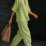 Conjunto de Duas Peças em Linho Minimalista Casual e Confortável