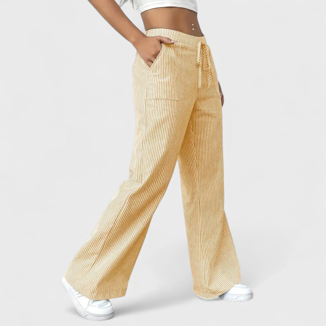 Dominique - Comodi pantaloni larghi con dettagli eleganti