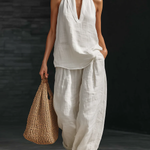 Conjunto de Duas Peças em Linho Minimalista Casual e Confortável