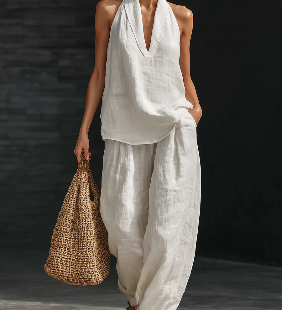 Conjunto de Duas Peças em Linho Minimalista Casual e Confortável