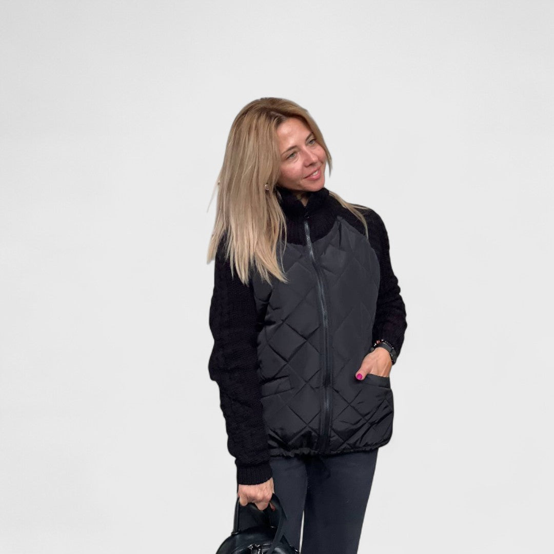 Nora - Giacca in maglia patchwork da donna