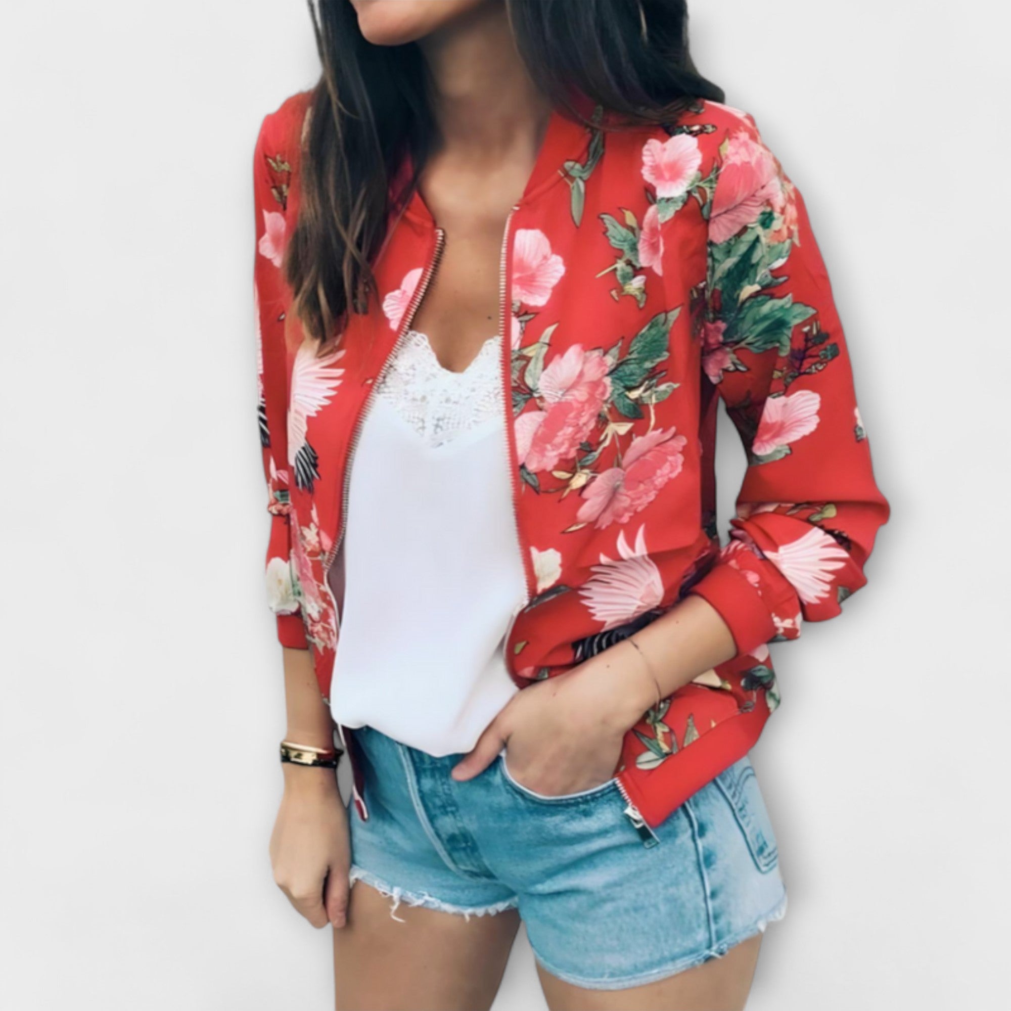 Kaelin - Giacca bomber elegante con fiori